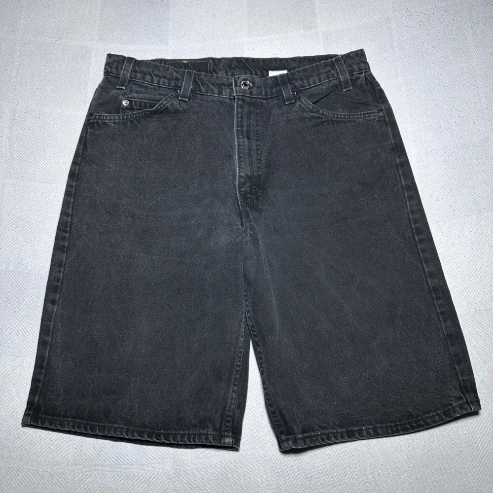 Levi's 550 Denim Shorts Mens 34* Relaxed Orange Tab Vintage 90s USA Made Black